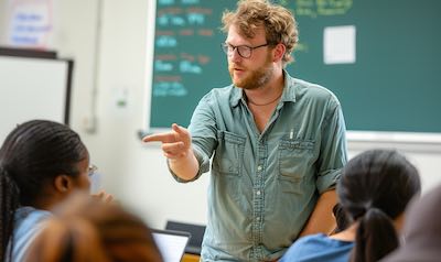 Lehrer unterrichtet einen Spanisch B1 Sprachkurs