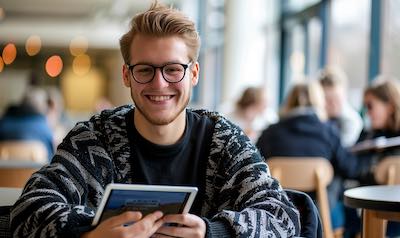 Schüler lernt mit einem Holländischkurs auf Niveau B1